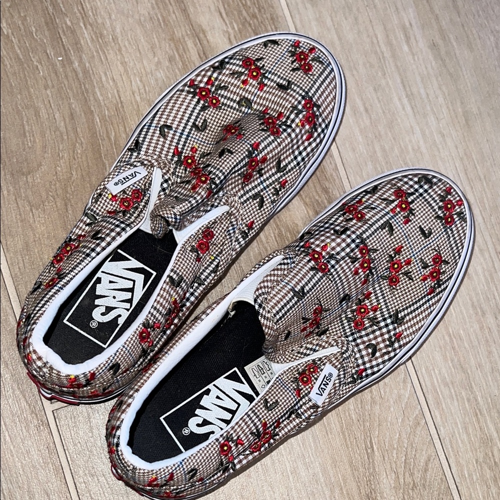 Vans Floral Checkered Slip-On Sneakers
